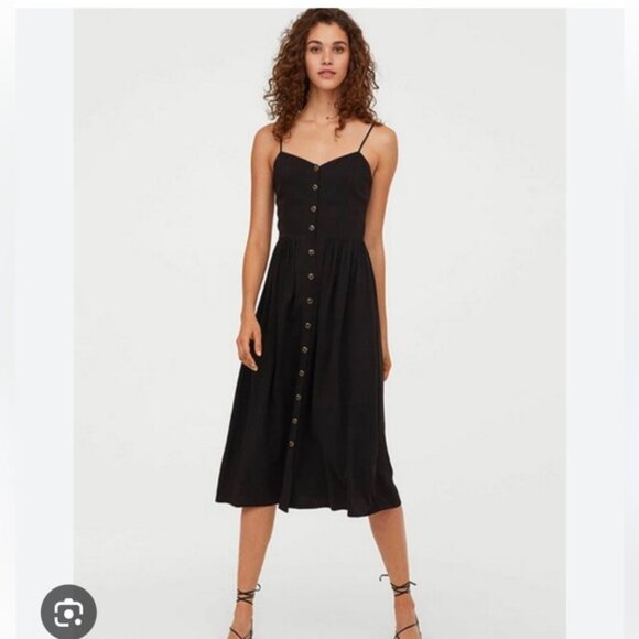 H&M Midi Button Up Dress Black - Picture 1 of 7